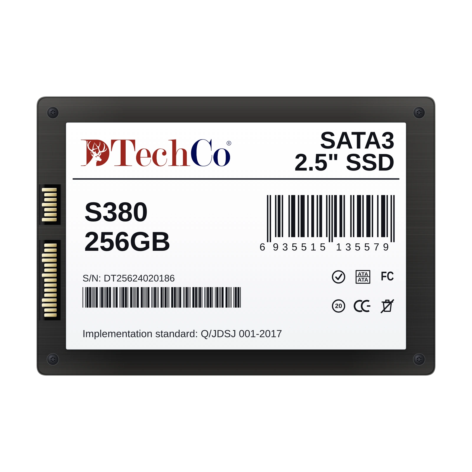 SSD DTechCo S380 de 256GB, SATA III 2.5 pulgadas, distribuido por Mundo Tech Colombia